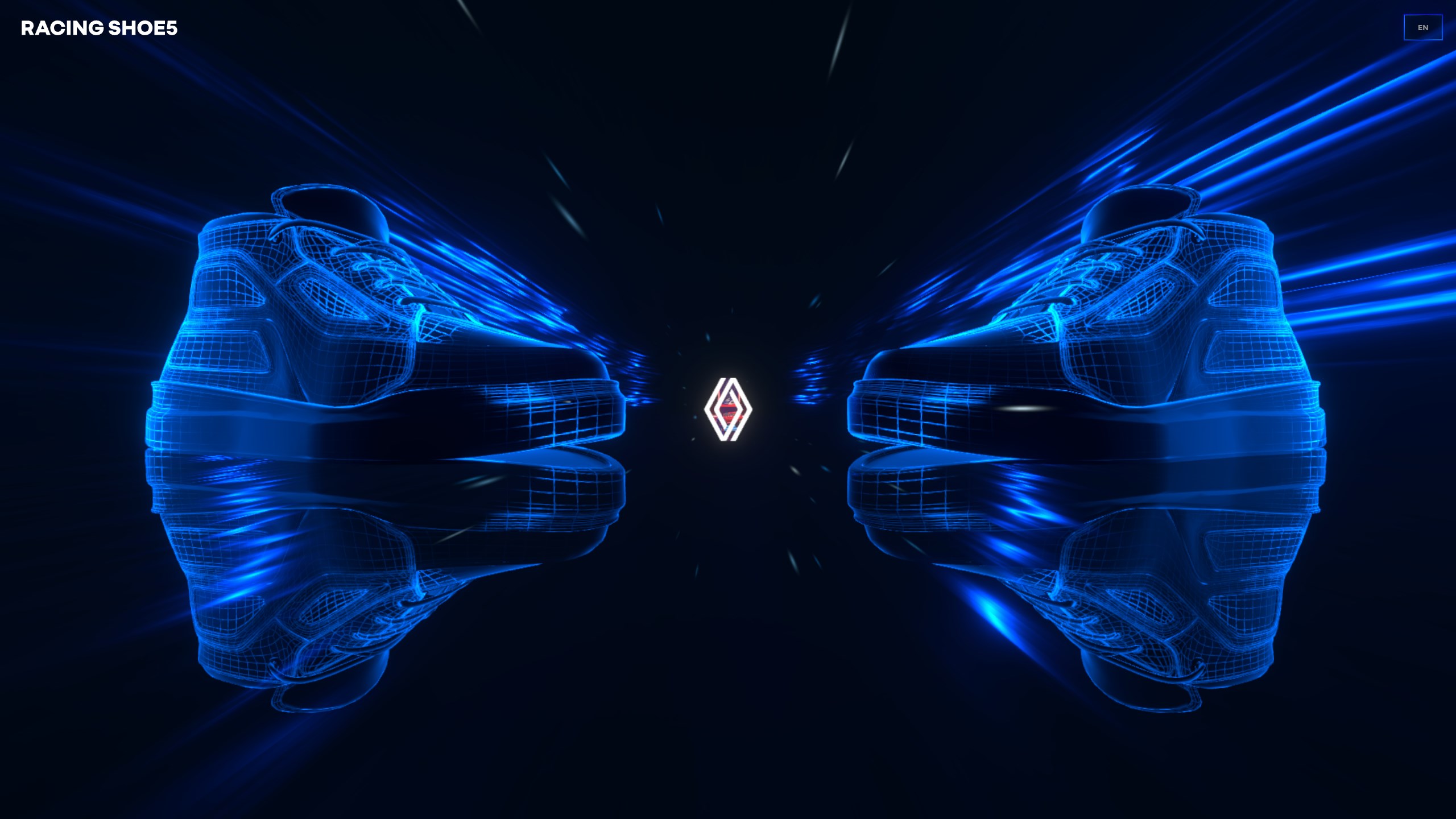 Racing Shoe5 digital environment with neon scenography